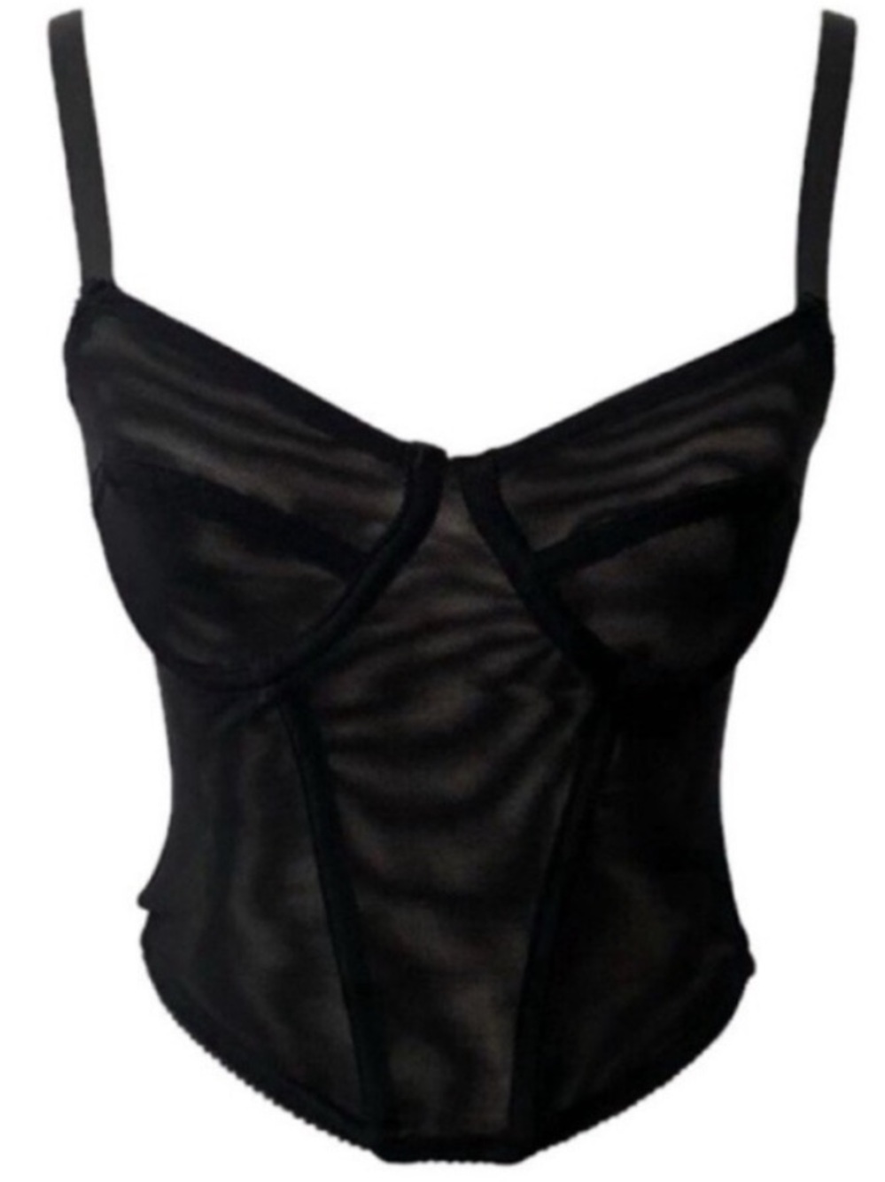 Mono B Black Sheer Bustier Corset Bra Size L See through alternative